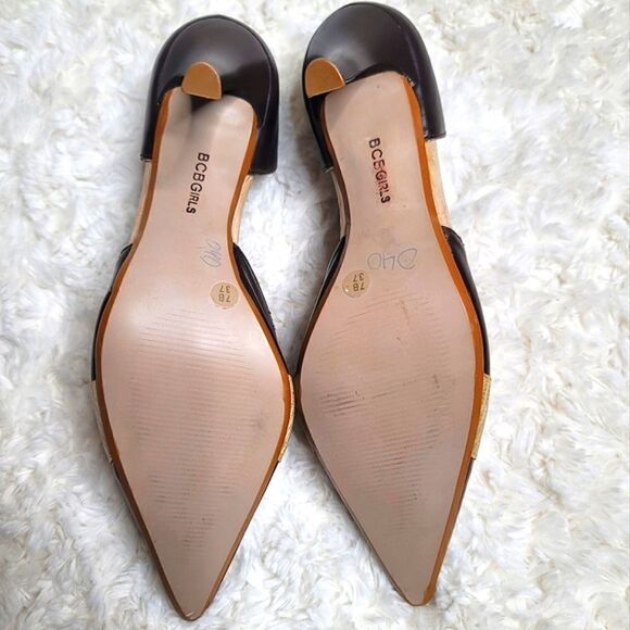 BCBGirls Leather Pointed Toe D'orsay Bow Heels - Picture 8 of 9